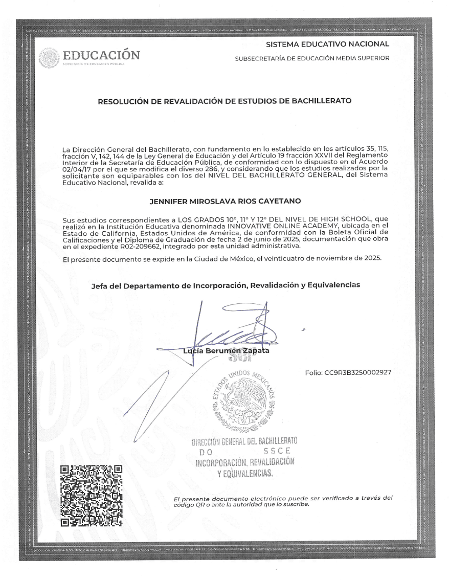 Revalidación oficial SEP · Sistema Educativo Nacional